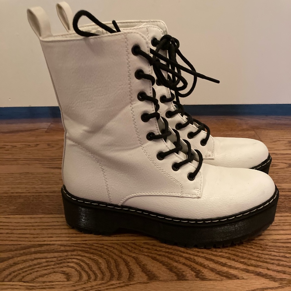 White Combat boots